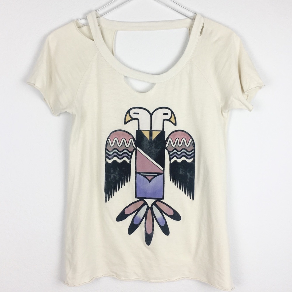 Chaser Tan Purple Destressed Tee | Size Small